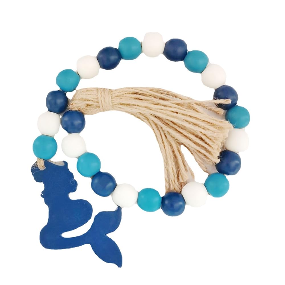 CTRLZS Marine Beads Mediterranean Style Decor Ocean Wood Bead Garland Beach Wood Bead Garland Snacks Summer Decorations A