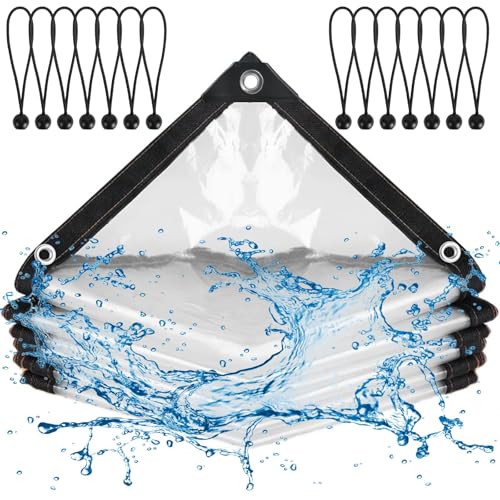FOGAWA Lona Transparente Exterior 3 x 4 m Toldo Transparente, Lonas Impermeables Exterior con Ojales Plastico Invernadero para Plantas Invernadero Jardines Camiones Cenadores