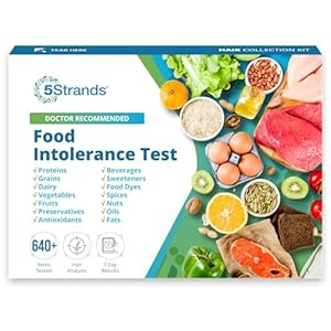 5Strands Food Intolerance Test, 650 Items Tested, Food Sensitivity at Home Test Kit, Accurate Hair Analysis, Health Results in 5 Days, Soy, Dairy, Protein
