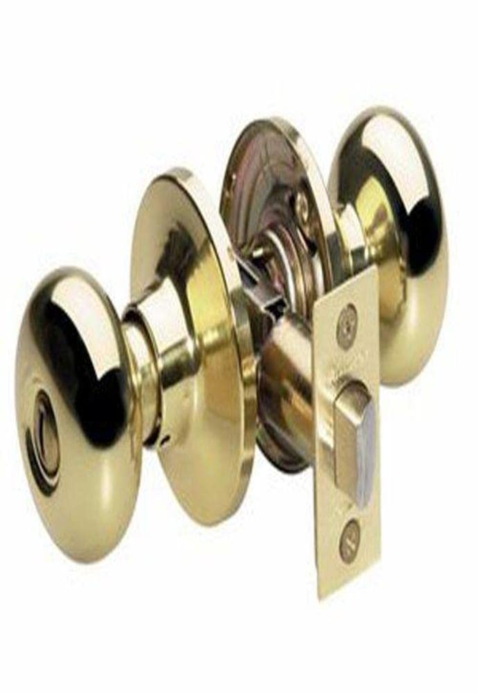 Master LockBCO0303 Biscuit Door Knob with Lock, Polished Brass