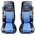 Produktbild Set von 2 Pcs. Hochwertige Truck Sitzbezüge Schutzfolien Kabine Trucker Zubehör Dekor schwarz blau Farbe 100% ECO Leder