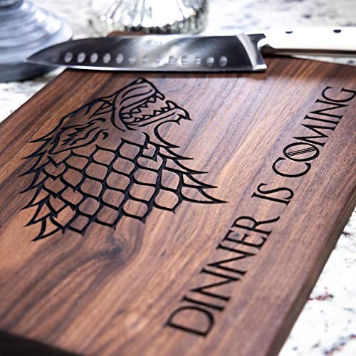 Game of Thrones Cutting Board - Game of Thrones Gift, Game of Thrones Merchandise, Walnut Wood Cutting Board Handmade in the USA - Dinner is Coming