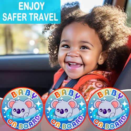 Image of Baby on Board Magnet for Car, Reflective Babies on Board Magnetic Sticker Car Sign, 3 Pack Waterproof Kids Safety First Warning for Parents (Blue Koala)