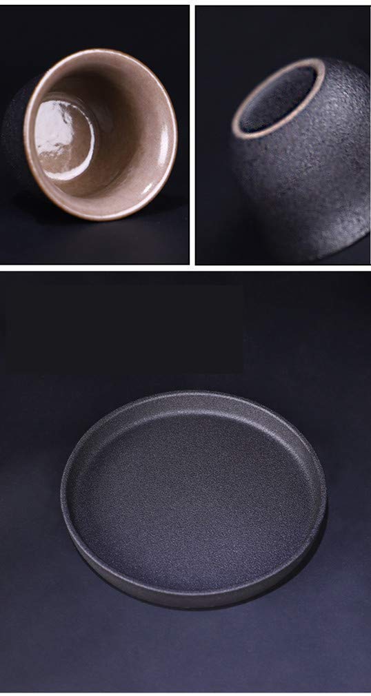 Ensemble de 9 Tasses à saké japonaises avec réchaud en céramique Noire pour Services à thé à Domicile (AA)