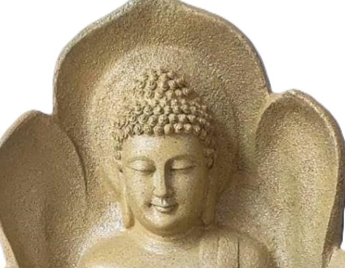 Fiberglass Buddha Statue Decorative Water Fountains for Outdoor Living Room, Office, Garden & Table Top Waterfall Indoor Home Decor (Biege) 3Ft-image-19