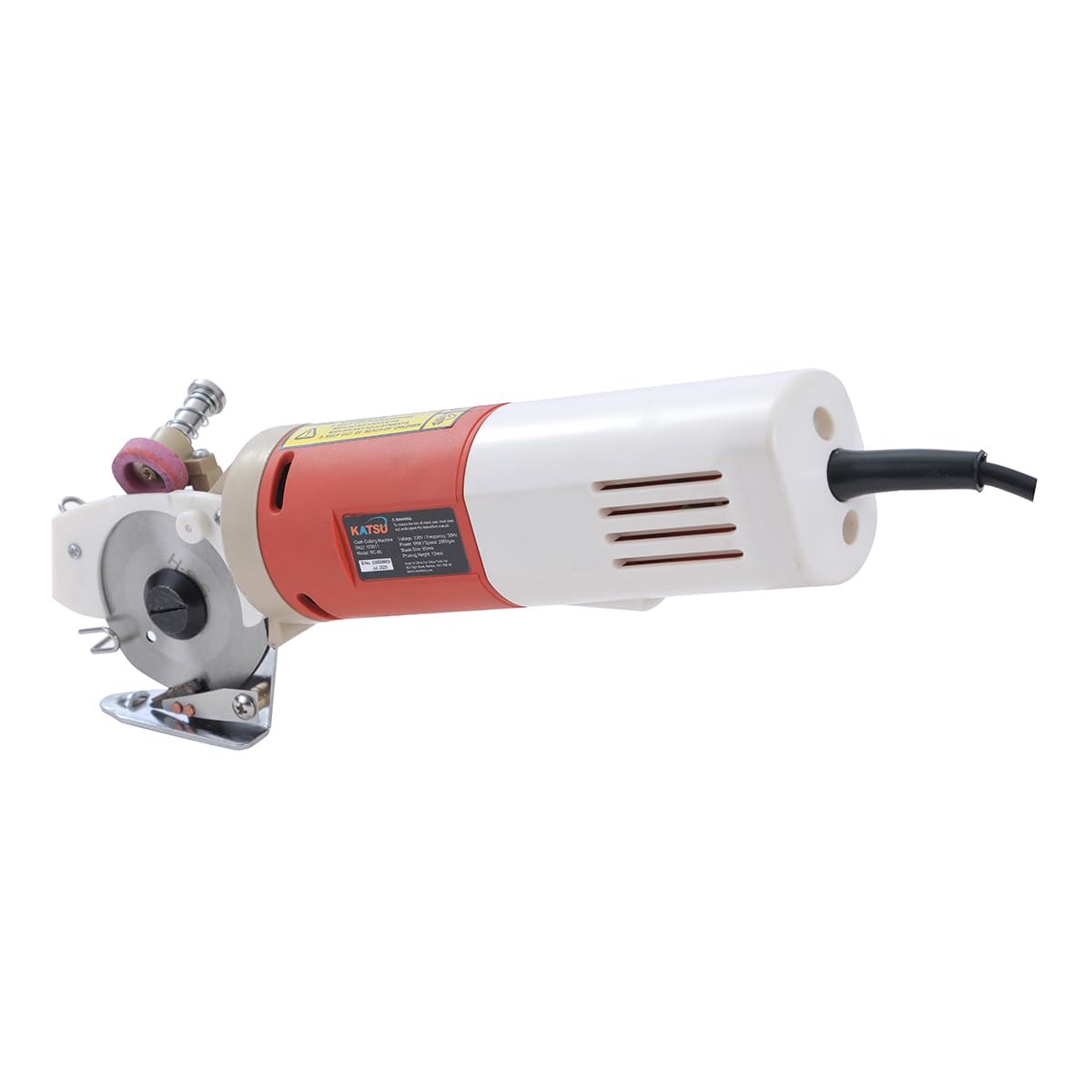 KATSU Taglierina Elettrica per Tessuti, Lama Diametro 65mm e 22mm Spessore di Taglio Massimo, Ideale per Tessile Pelle Taglio Carta, Lama Extra Inclusa 103911