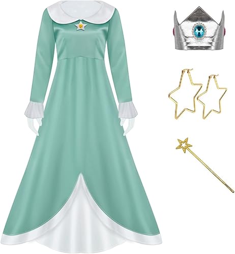 LILLIWEEN Disfraz de princesa melocotón para mujer, vestido de melocotón, disfraz de margarita rosalina, disfraz de Super Brothers Halloween