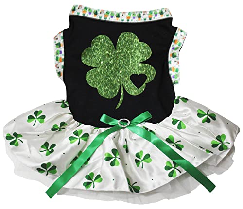 Robe pour chiot noir trèfle XXL vêtement d'été élégant