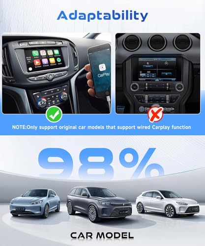 Image of 2-in-1 Wireless Car Receiver for Android Auto & CarPlay, Converts Wired to Wireless, Bluetooth Plug & Play Receiver - Compatible with OEM Factory-Fitted Wired Systems (Black)