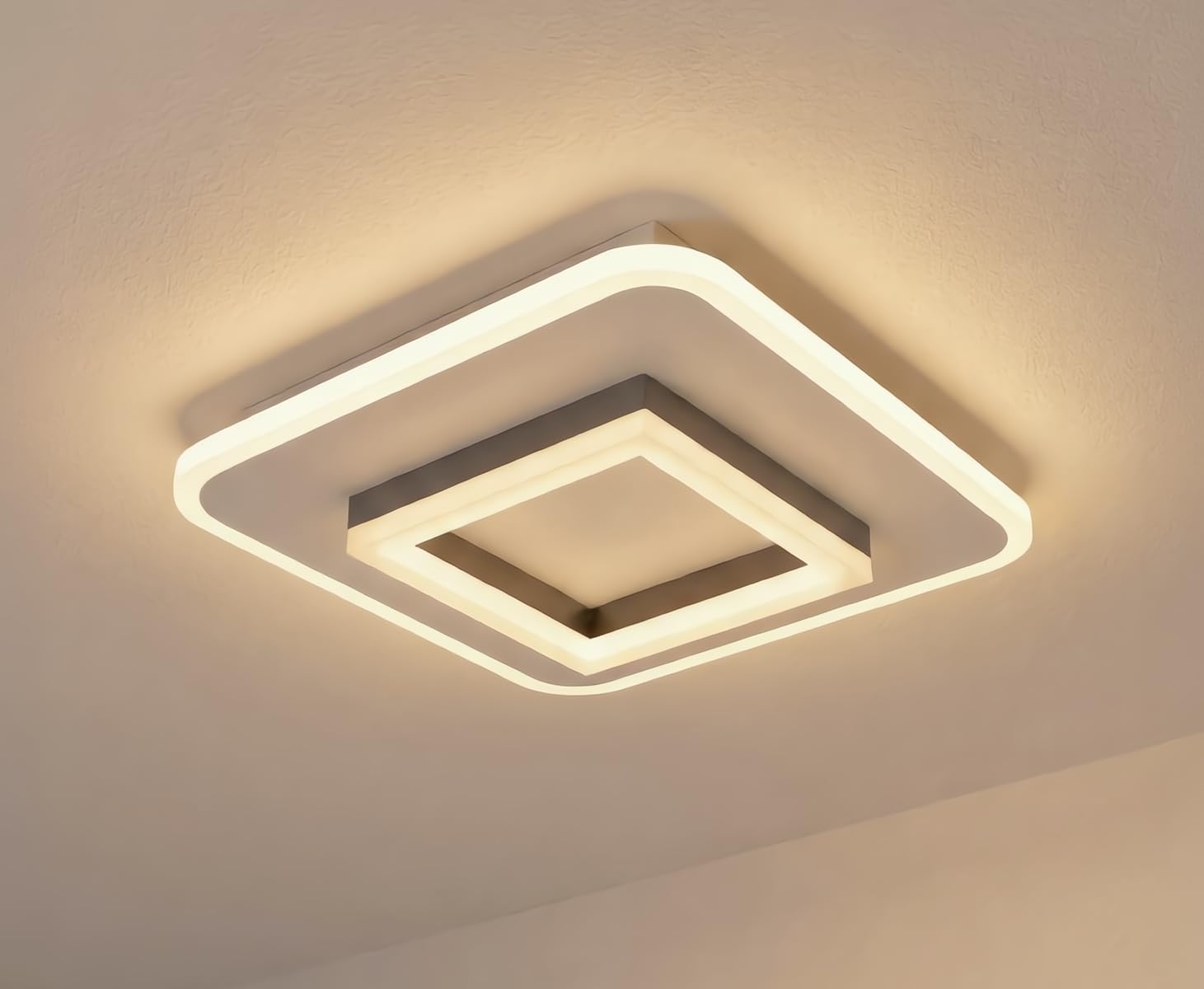 LED Ceiling Light 24 cm | High-CRI Eye Comfort Lighting | 3-Color Mode Anti-Glare Panel for Living Room, Bedroom & Office (Square Ceiling Light)-picture-30