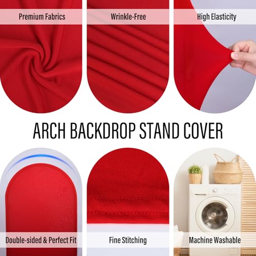 LEBENGURU Set of 2 Spandex Arch Backdrop Stand Covers Red, 6.6/7.2FT by LEBENGURU - Used condition - Image 3