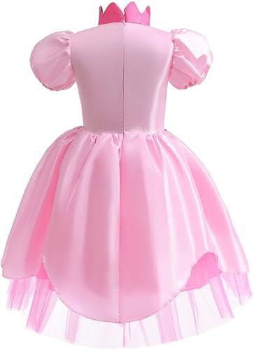 Miniatura 2 de Lito Angels Super Bros - Disfraz de princesa con corona y guantes para niñas pequeñas, color rosa melocotón