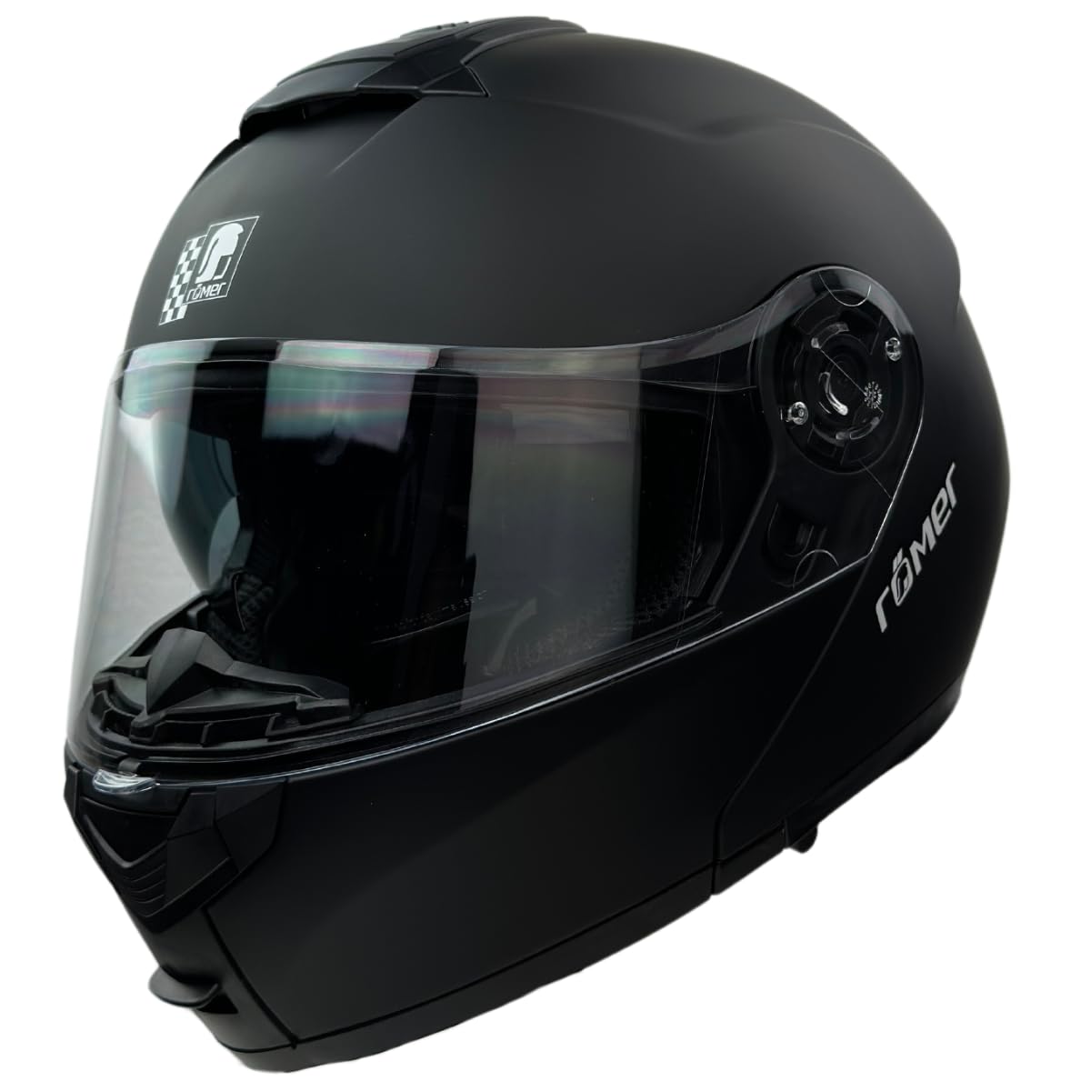 Römer Kask szczękowy do motocykla RR20770 z wizjerem przeciwsłonecznym, kask z podwójnym wizjerem, matowy czarny
