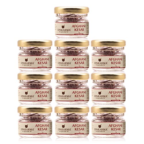 Image of UPAKARMA Afghani Kesar Saffron Original 1 grams - Premium A+++ Grade in Gift Box, 100% Pure, Handpicked for Flavor & Aroma, Ideal for Cooking & Sweets - Pack of 10