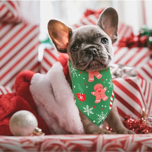 4stk Hundehalstuch Weihnachten, Mehrere Größen Urlaubs-Hundeschal Schneeflocke Schneemann Weihnachtsmann Zuckerstange Muster Sabber-Lätzchen für Kleine Mittelgroße und Große Hunde