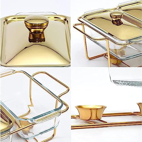 Chafing Dish Buffet-Set, rechteckige Edelstahl-Chafers und Buffetwärmer-Sets mit Tabletts, Pfannendeckel-Rahmenständer für Küchenparty-Bankett, 3 x 1,3 l – Bild 4
