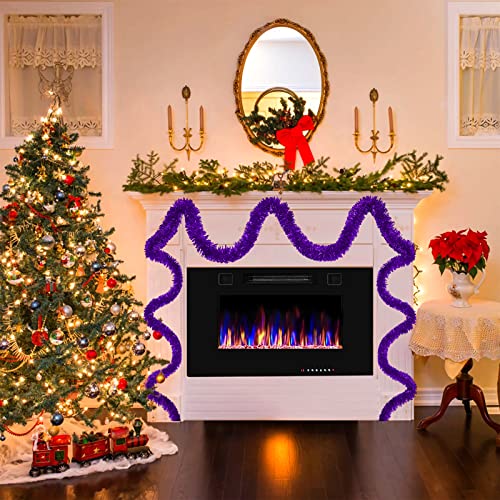 50 Feet Christmas Foil Fringe Garland Metallic Tassle Banner Wall Hanging Tinsel Streamers Backdrop for Parade Floats, Thanksgiving, Birthday, Halloween Party Decorations(2" x 50', Purple) by Clayghsen - Image 6
