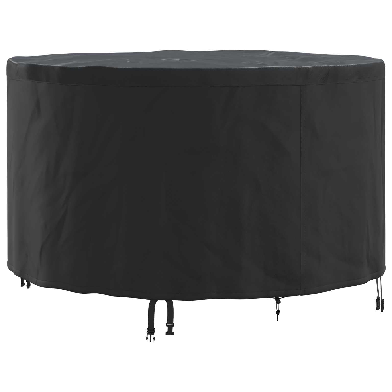 Knerpwd 420D Oxford Fabric Black Round Outdoor Furniture Cover 102X102x71cm Waterproof Oxford Fabric With Snap Closure