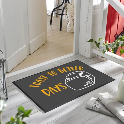 Paillasson noir Fabulous tapis entrée humour toast 75x50cm décoration petit déjeuner