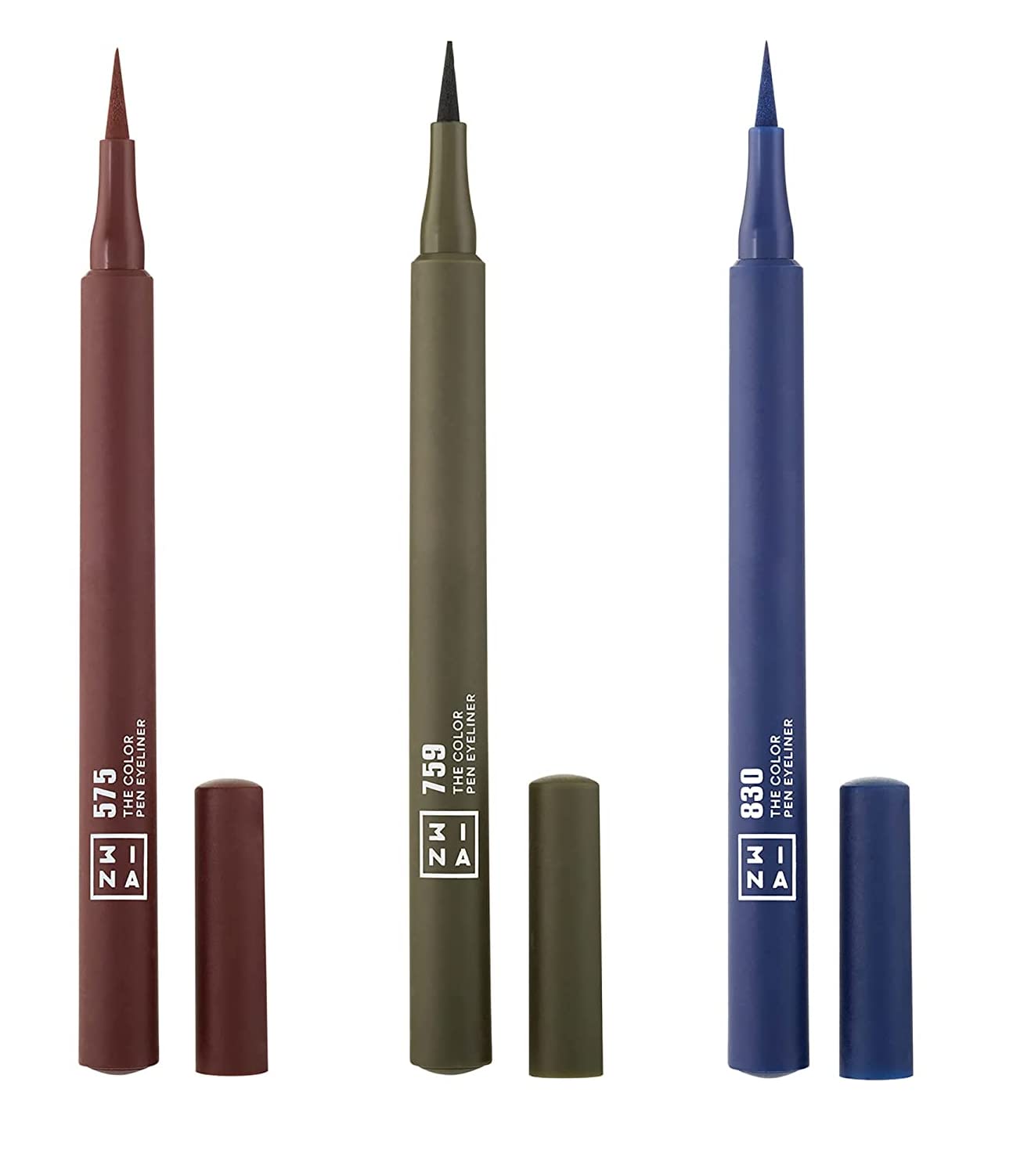 3INA MAKEUP - The Color Pen Eyeliner 575 + The Color Pen Eyeliner 759 + The Color Pen Eyeliner 830 - Eyeliners líquidos mate de colores - Delineador de ojos con punta precisa - Vegano - Cruelty Free