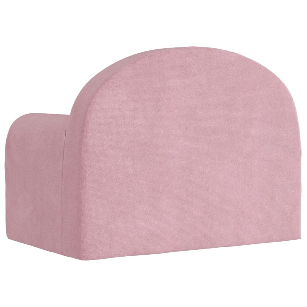 vidaXL Sofá Cama para Niños, Sillón con Respaldo Reposabrazos, Mini Sofá Infantil, Asiento para Dormitorio Sala de Juegos, Felpa Suave Rosa