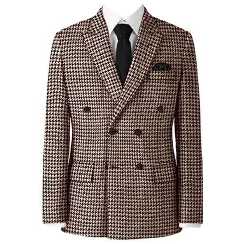 Blazer Homme Pied de Poule Haute Qualité à Double Boutonnage Tailleur