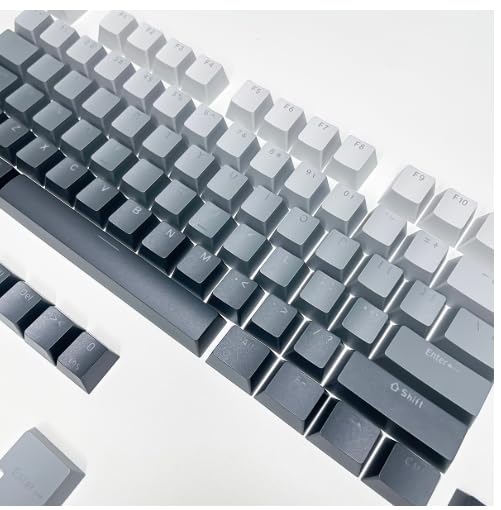 PBT 136 Key Shine Through Doubleshot Keycaps Set - Universal Compatibility for Cherry Gateron MX Switches Keyboard (Grey)