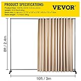VEVOR Trennwand für Vorhänge, 2,4x3 m, 4Rollen Raumteiler-Set, Rahmen aus Aluminiumlegierung, Verdunkelungsvorhang und tragbare Oxford-Tasche im Lieferumfang enthalten, erweiterbarer Raumteiler,Beige