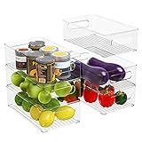 Kühlschrank Organizer,DEEPOW Aufbewahrungsbox für Küche 6er Set Offene Speisekammer Vorratsbehälter mit Griffen, großer Küchen Organizer, Durchsichtig Kühlschrankbox -BPA Frei,26 x 14 x 8 cm