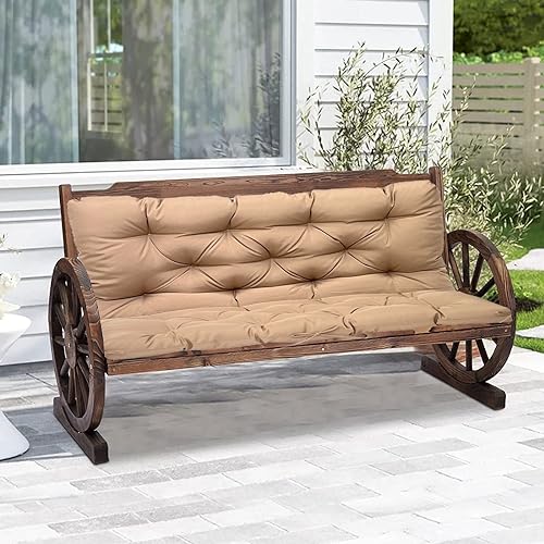 Coussin imperméable balancelle kaki avec dossier grand confort 3 places