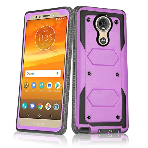 Asuwish Phone Case for Moto E5 Plus E 5 Supra Cover Hybrid Shockproof Hard Drop Proof Full Body Protective Heavy Duty Cell Accessories Motorola E5+ MotoE5plus 5E 5th Generation E5plus Women Men Purple
