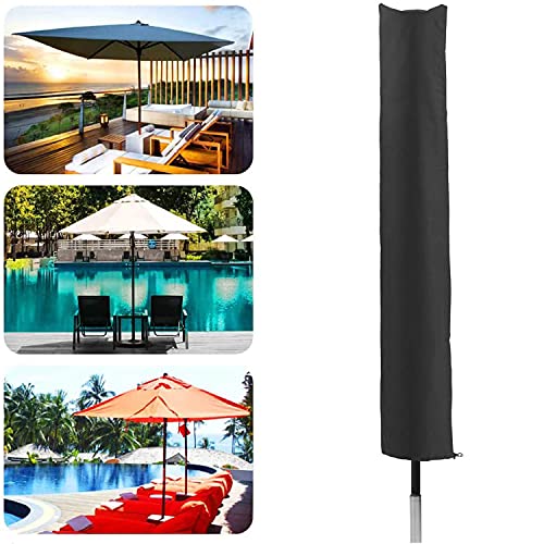PATIO PLUS Housse de Parasol, Housse de Protection pour Parasol de Jardin, Anti-UV, Anti-Vent, Étanche, Tissu Oxford 600D Parasol Couverture de Parasol - 153 x 30 x 30 cm (Black) Cover