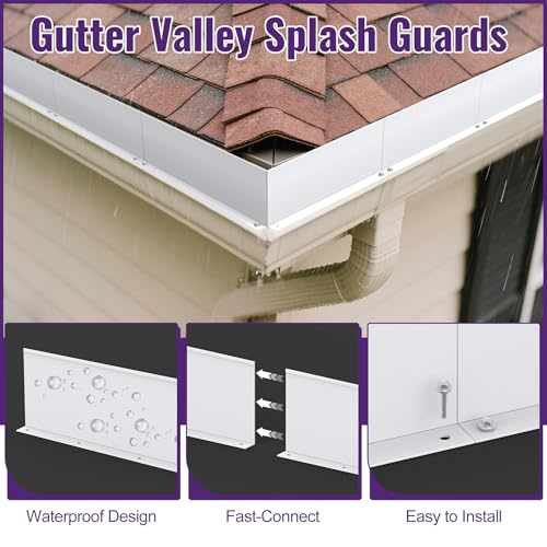 Mxclimate 6 Pcs 10-Inch Aluminum Gutter Valley Splash Guards,Straight/Corner Rain Diverter for Roofing Gutters,Downspout Protector with Screws,Fits Shingle/Flat Roofs by Mxclimate - Image 5
