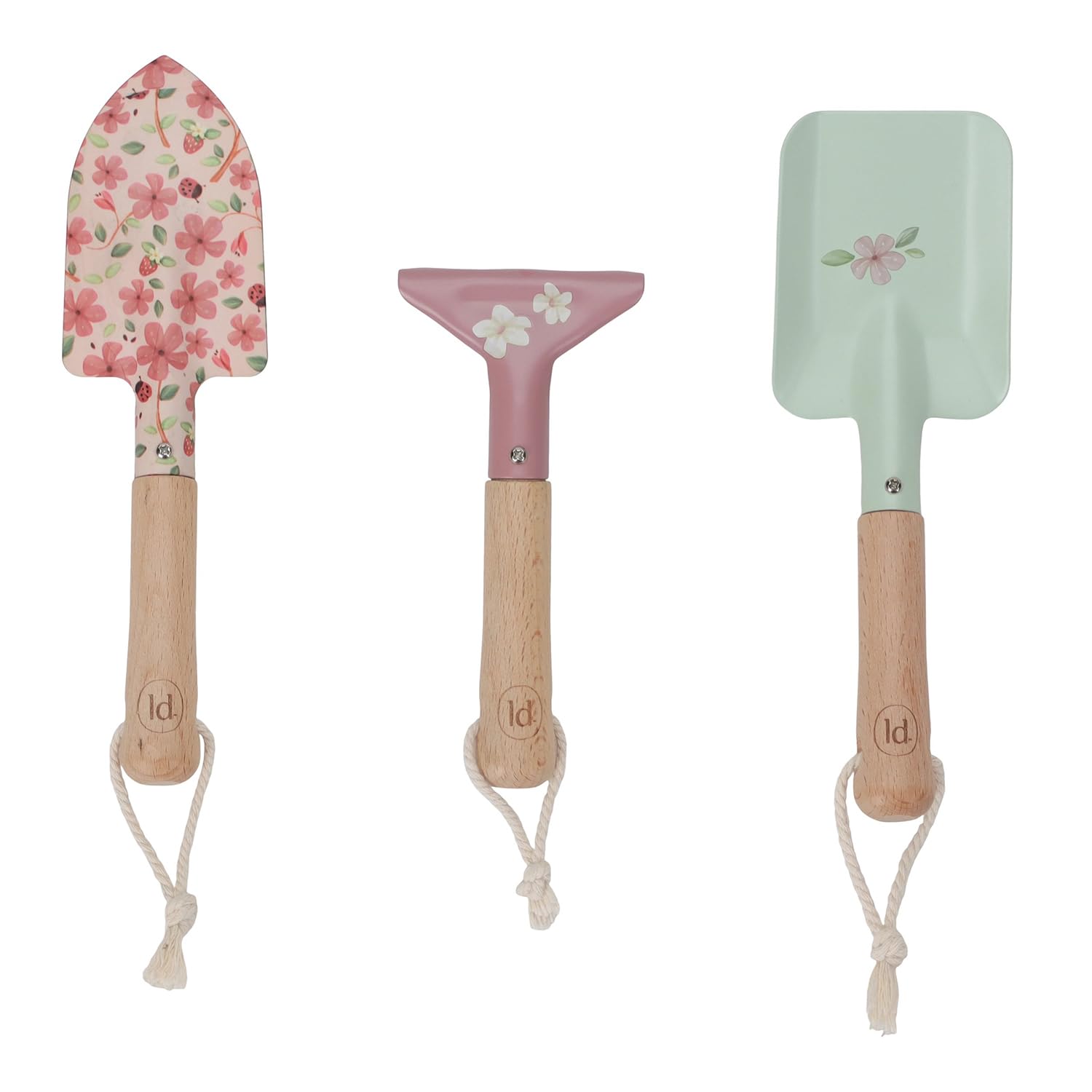 Little Dutch Gartengeräte Set - Gartenspielzeug für Kinder - inklusive Tasche, Handschuhe, Gießkanne, Schaufel, Harke, Pflanzenstecker - 10-teilig - Fairy Garden rosa