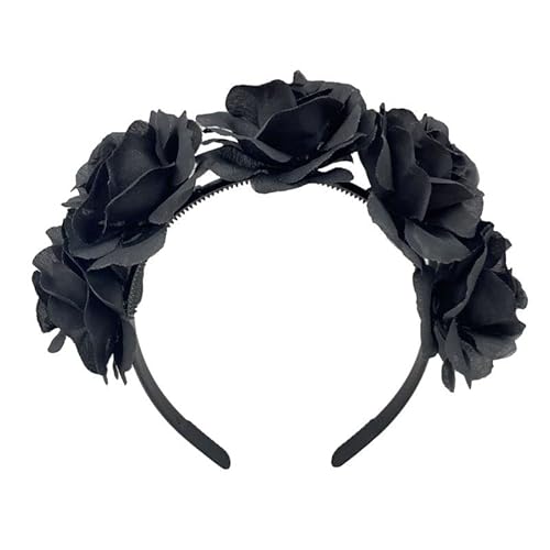 LUMoony 1 diadema de flores para el pelo, corona para el pelo, diadema floral, diadema para el pelo, guirnalda de flores, corona de flores artificiales, diadema para novia, diadema de Halloween Cover