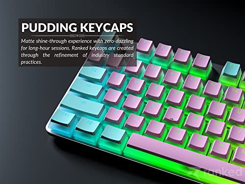 Image of Ranked Pudding PBT Keycaps | 112 Double Shot Translucent ANSI US & ISO Layout | OEM Profile for RGB Mechanical Gaming Keyboard (Miami Vice)