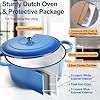 P&P CHEF 7QT Enameled Dutch Oven, Cast Iron Dutch Oven Pot with Lid for Bread Baking, Enameled Casserole Pot for Roasting Braising Stewing Frying Simmering, Various Stoves & Easy Clean, Blue #2