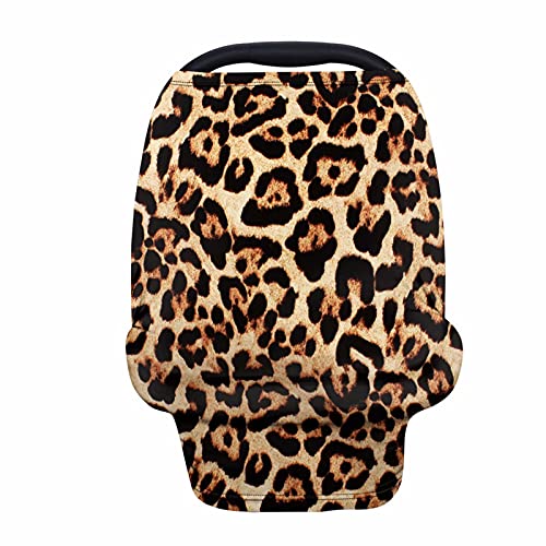 Image of Forchrinse Leopard Print Nursing Cover Breastfeeding Scarf Soft Car Seat Cover for Babies Infant Carseat Canopy Multi-Use Cover Stroller Cover