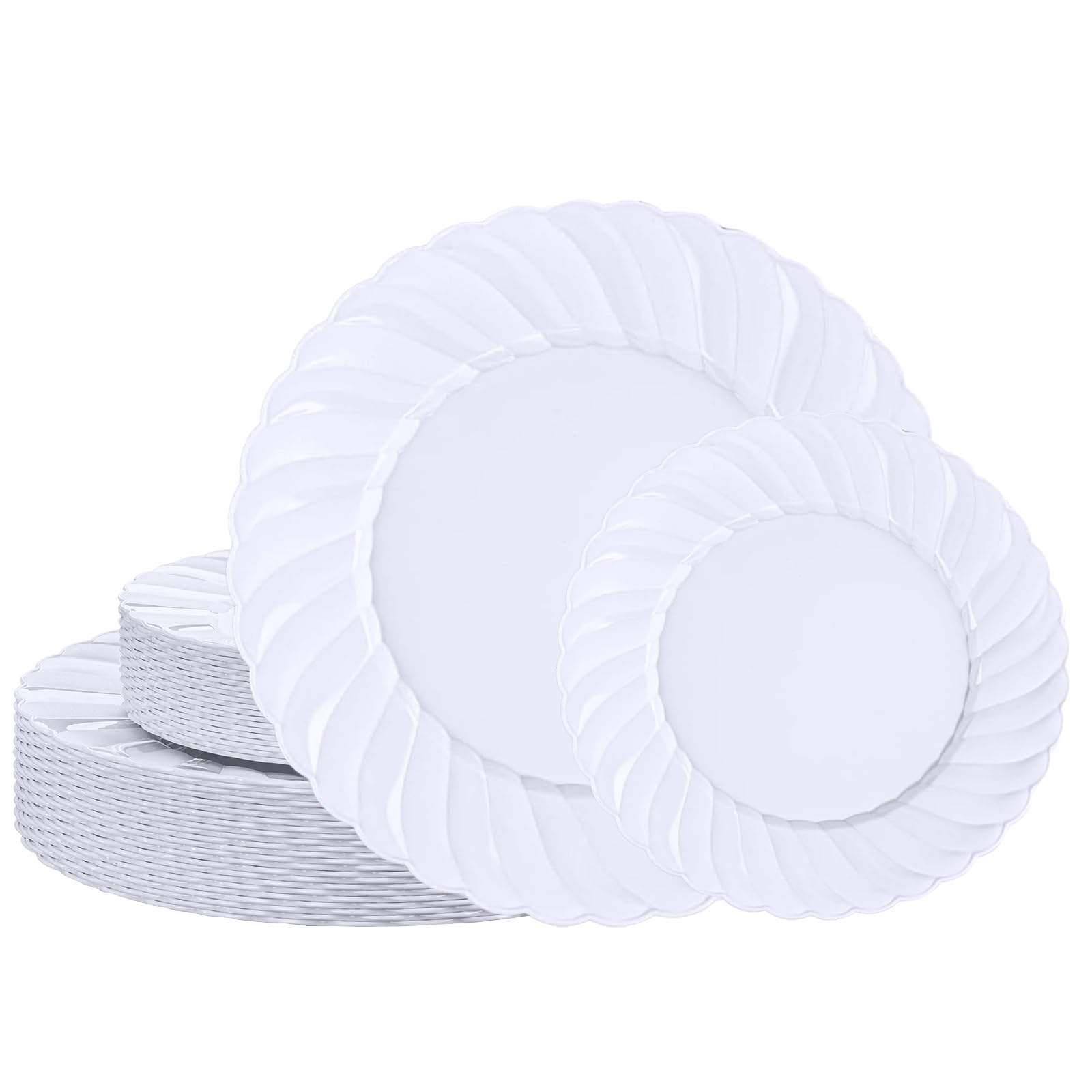 Ivory Scalloped Plates - 60 Pack for Parties & Weddings -12