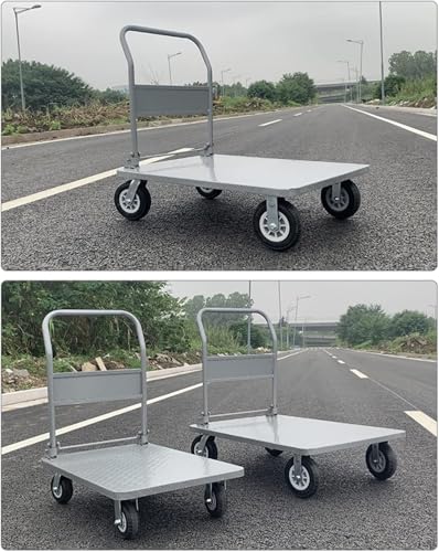 Carretilla plegable de mano con plataforma de acero y ruedas giratorias miniatura 4