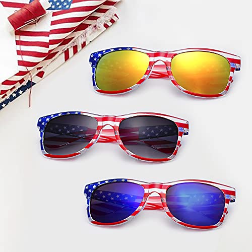 knliwkm American Flag Sunglasses for Men USA American Flag Glasses Fourth of July Accessories3