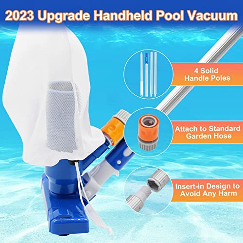 Handheld Pool Vacuum Above Ground - Portable Swimming Pool Jet Cleaner, Pool Leaf Vacuum Cleaning Kit W/Brush With 4 Section Poles Of 63", Small Jet Vac Vacuum For Underwater, Spas, Ponds #TOP3