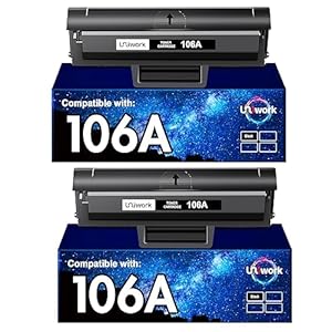 Uniwork 106A Cartouches de Toner Compatibles pour HP 106A W1106A pour HP Laser 107w 107a 107r MFP 135wg 135a 135r 135w MFP 137fwg 137fnw (Noir, 2-Pack avec Puce)