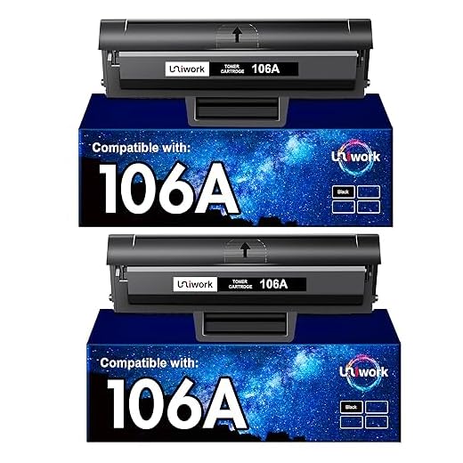 Uniwork 106A kompatibel tonerkassett ersättning för HP 106A W1106A för HP Laser 107w 107a 107r HP Laser MFP 135wg 137fwg 135a 135r 135w 137fnw (2 svart, med chip)