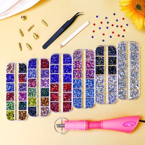 Briskbloom Hotfix Rhinestones Applicator Kit with 11000PCS Hot Fix Crystals 3mm 4mm 5mm, Bedazzler Kit with Rhinestones 10SS 16SS 20SS for Blinging Clothes Fabric, 3 Gems Sizs, Multi-Colors by Briskbloom - Image 3