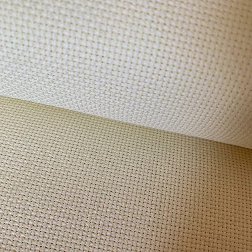 Image of 16 Count Aida Cloth Cross Stitch Fabric, Beige Cream, W29 x L39