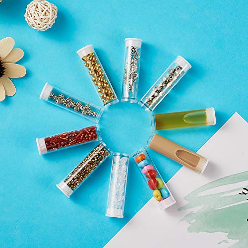 Craftdady 100Pcs Transparent Clear Plastic Small Empty Storage Tubes Bead Container Set Test Bottles Organizers Boxes With Lid 2.16X0.59" (55X15Mm) #TOP3