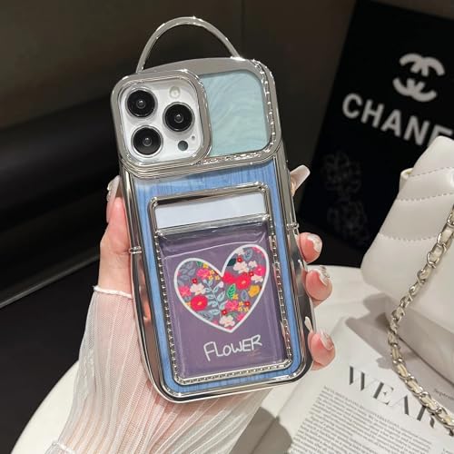 Image of COVERLY for iPhone 15 Pro Max 3D Luxury Phone Bag Style Case,Full Protective Fashion Wallet Photo Card Clear Slot with Purse Hold Cute Soft Silicone Aesthetic Cover for Apple iPhone 15 Pro Max -Silver