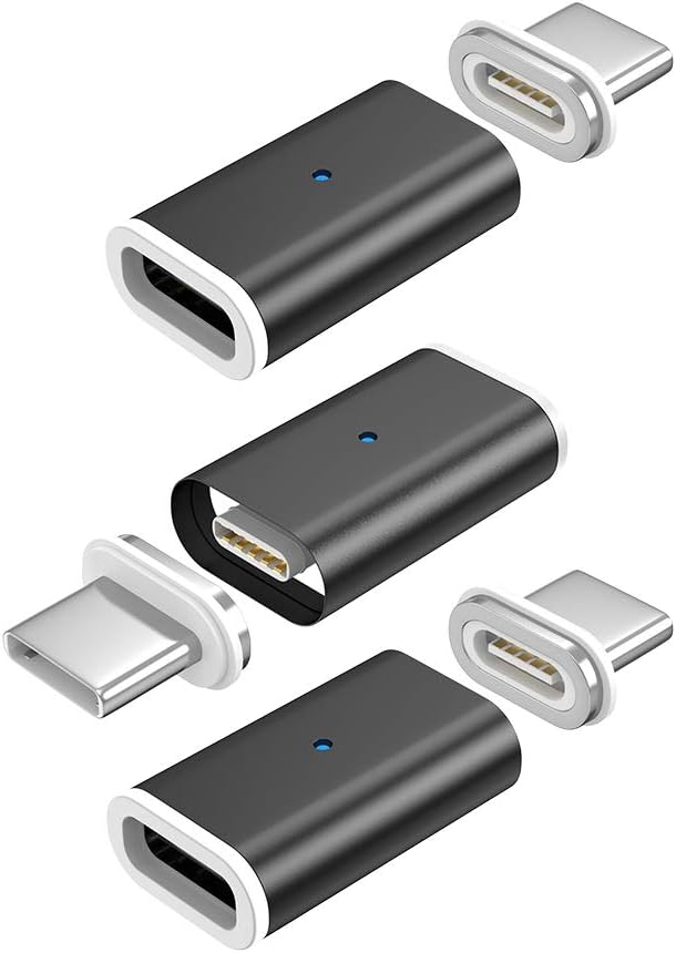 NetDot Gen10 Magnetic Fast Charging USB-C to USB-C Adapter Converter Compatible with Type-c Smartphones(3 Pack Black)
