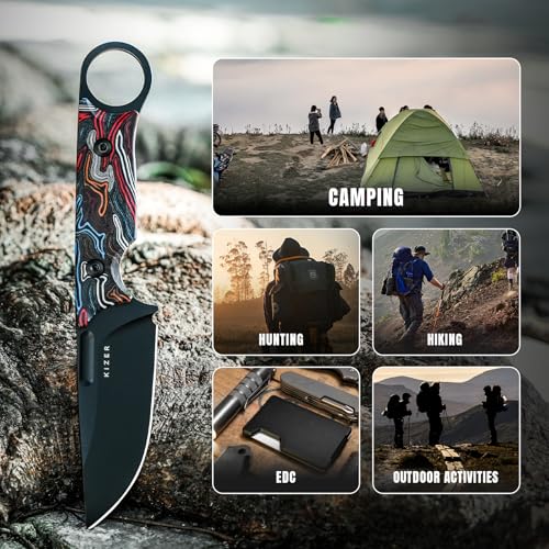 Kizer Cabox Fixed Blade Hunting Knife - 3.36" D2 Steel, G10 Handle with Sheath - Survival & Camping - 1048M1 by Kizer - Image 8
